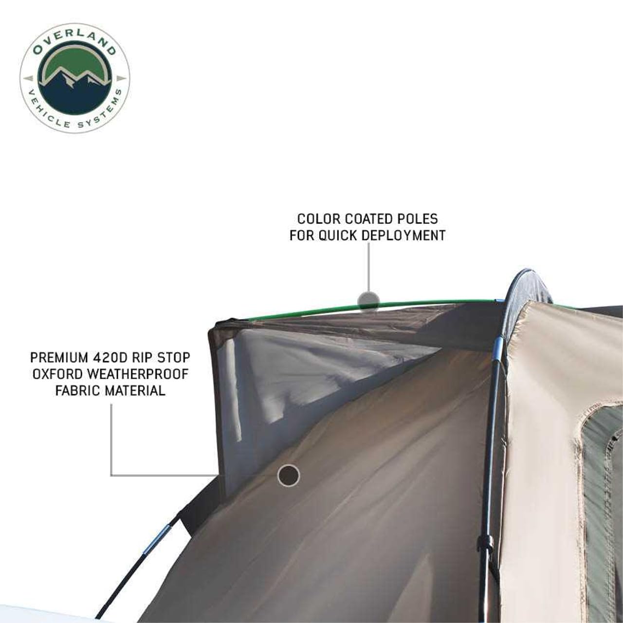LD TACT Overland Vehicle Systems Truck Bed Tents - Tan Body & Green Rainfly 2-3 Person Tent (Full-Size Truck - 5.5' Bed) - Premium 420D Material - Perimeter Skirt and Reinforced Floor