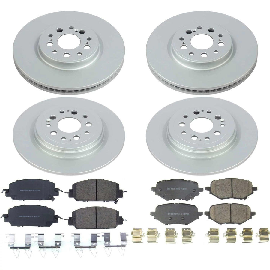 Power Stop Z17 Coated Rotor Kit-CRK8294 Front and Rear Coated Brake Rotors, Ceramic Brake Pads For Honda Clarity 2017-2021 [Model Specific]