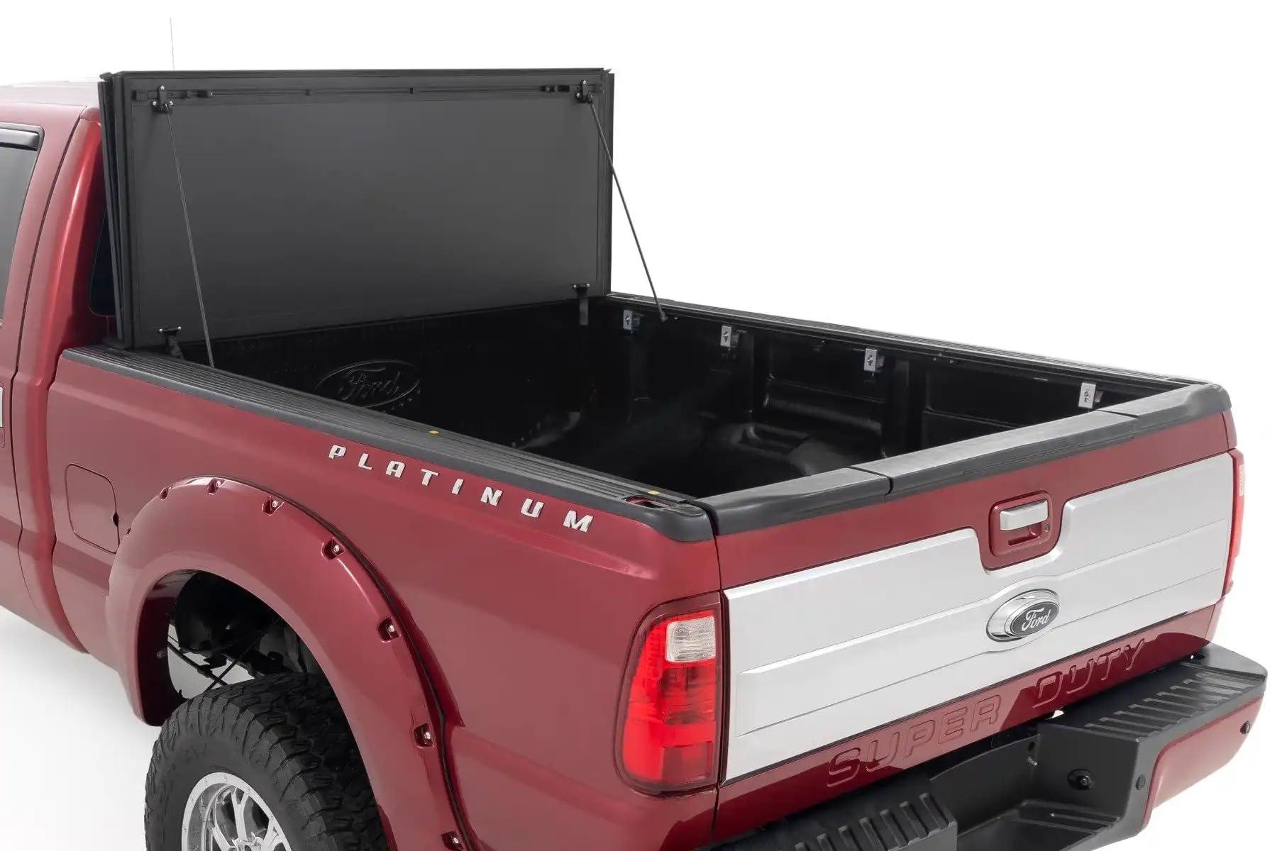 Rough Country Hard Tonneau Cover Tri-Fold for Ford F-250/F-350 Super Duty (1999-2016) - Aluminum Flip-Up Folding Bed Cover, Fits 6'10 (81.0-82.4") Bed
