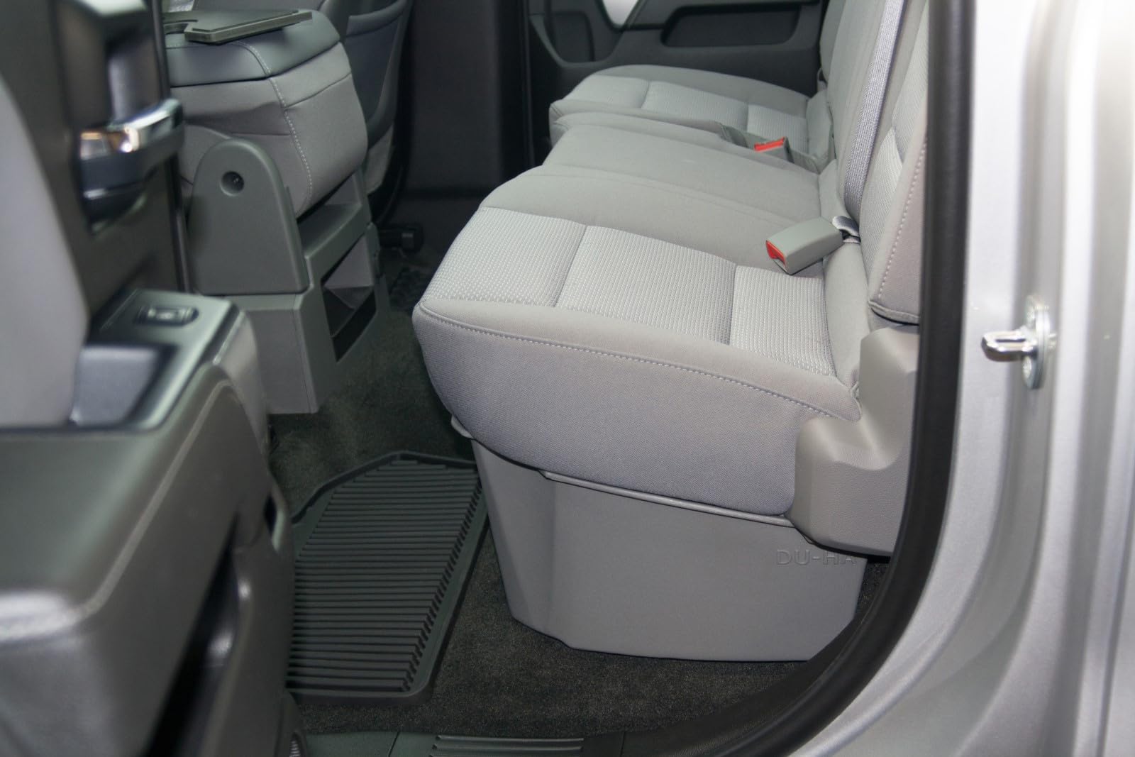 Under Seat Storage DuHa 10305 fits 2014-2019 Chevy Silverado/GMC Sierra Double Cab Classic Style Body | Grey Heavy-Duty Back Seat Organizer | Includes Dividers