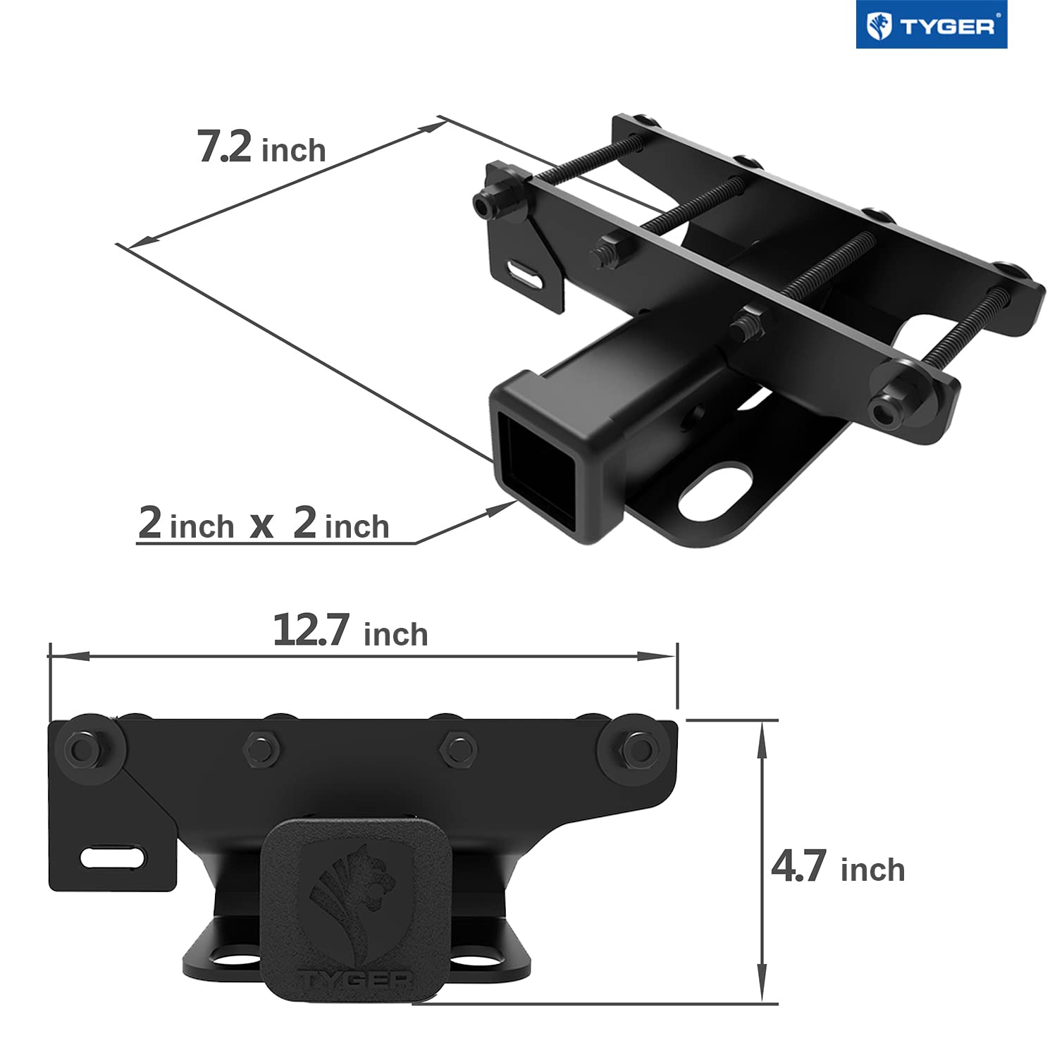 Tyger Auto Hitch & Cover Kit TG-HC2J003B Compatible with 2018-2026 Jeep Wrangler JL/JLU (Not for JK) Factory Style 2 inch Rear Receiver Hitch Tow Towing Trailer Hitch