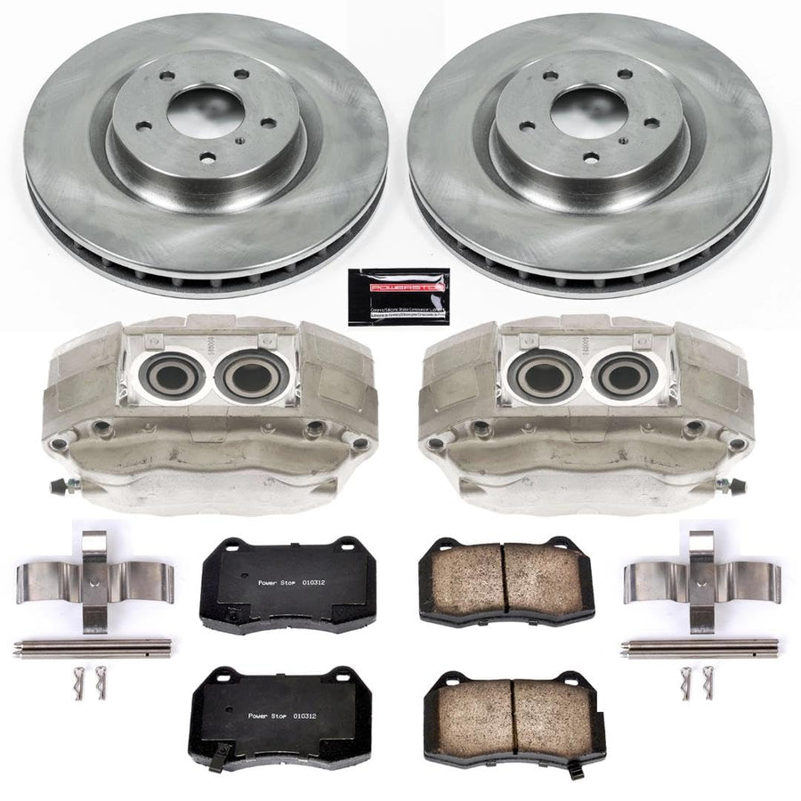 Power Stop KCOE104 Replacement Autospecialty Front Brake Caliper Kit- OE Brake Rotor, Brake Pads & Calipers For INFINITI G35 2003-2004, Nissan 350Z 2003-2008 [Model Specific]