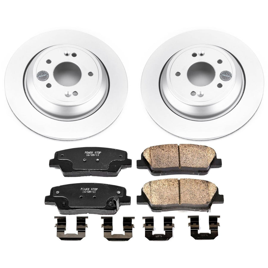Power Stop CRK7341 Rear Brake Kit- Coated Brake Rotors and Z17 Ceramic Brake Pads For Hyundai Equus 2011-2016, Kia K900 2015-2017 [Model Specific]