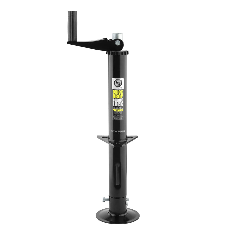 Lippert Quick Drop Tongue Jack for 5th Wheel RVs, A-Frame Travel, Cargo, and Utility Trailers, Black