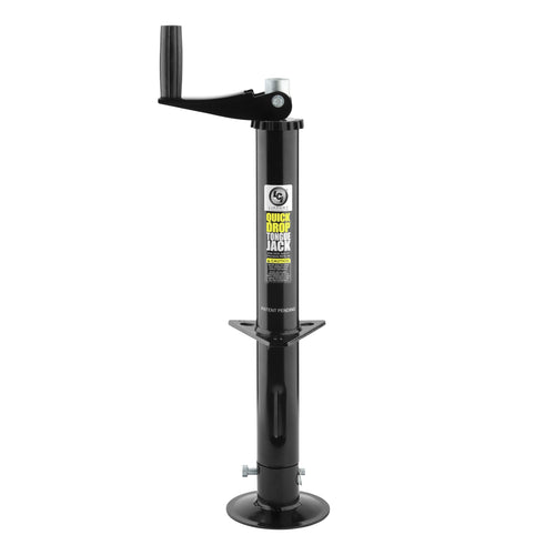 Lippert Quick Drop Tongue Jack for 5th Wheel RVs, A-Frame Travel, Cargo, and Utility Trailers, Black