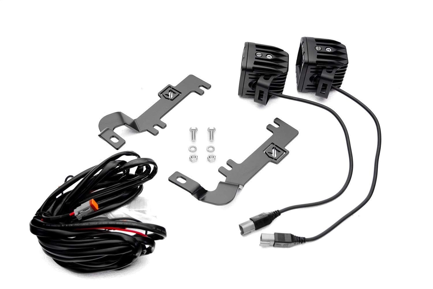 ZROADZ LED Kit Ditch Hood Hinge - Compatible w/ 2019-2022 Chevy Silverado 1500 - Incl. (2) 3 Inch LED Pod Lights - Mild Steel Gloss Black Finish - Bolt-On Easy Installation - PN #Z362181-KIT2