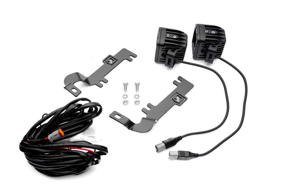 ZROADZ LED Kit Ditch Hood Hinge - Compatible w/ 2019-2022 Chevy Silverado 1500 - Incl. (2) 3 Inch LED Pod Lights - Mild Steel Gloss Black Finish - Bolt-On Easy Installation - PN #Z362181-KIT2