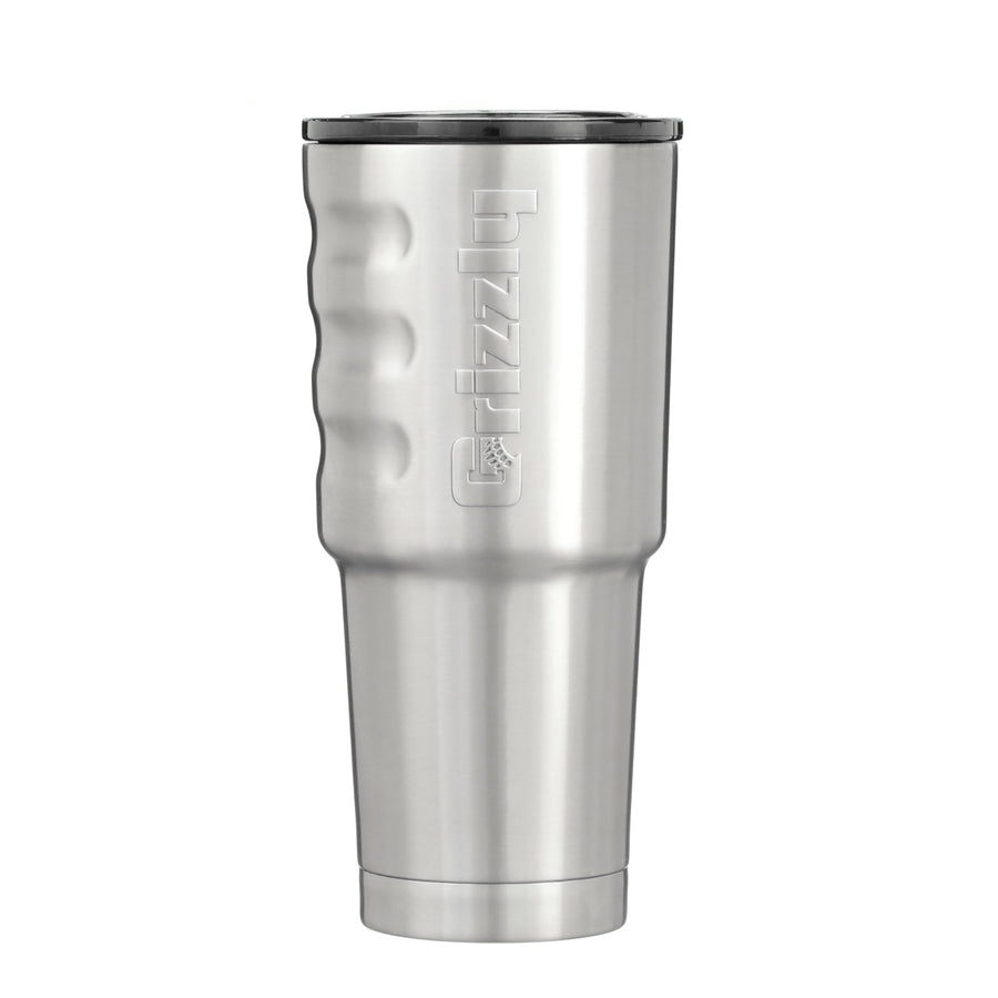 32 oz Grizzly Grip Cup Tumbler | Stainless Steel | Vacuum Insulated with TwistTop Lid | For Coffee Car Travel Beach Camping Hiking Hunting Fishing | Brushed