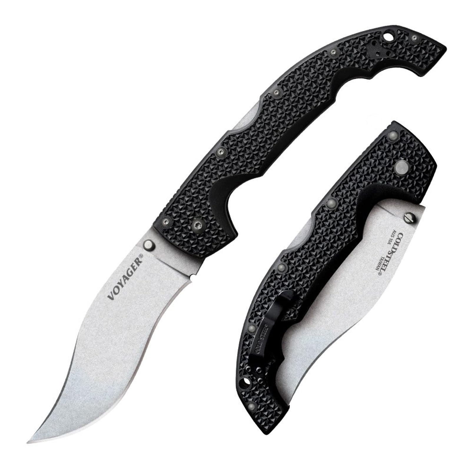 Cold Steel Vaquero XL Voyager 5.5" AUS10A Kukri Plain Edge Razor-Sharp Blade 6.75" Griv-Ex Handle Everyday Carry Tactical Folding Knife