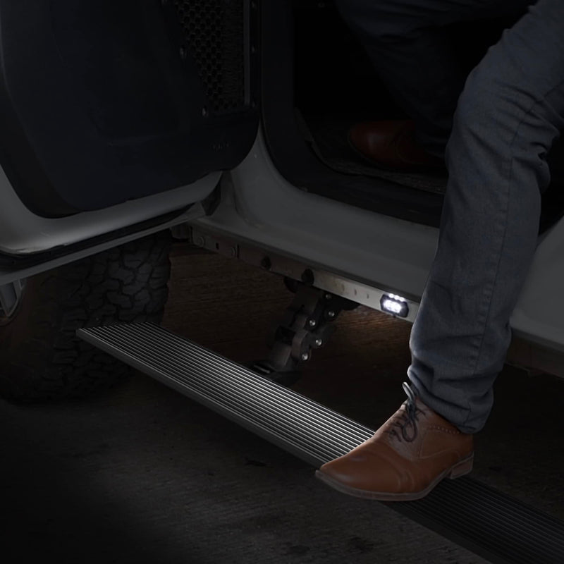 Volt Power Running Boards RealTruck for RAM 1500 (2019-2025) Quad Cab | Aluminum, Textured Black | 20436680PC | Electric Powerstep & Retractable Steps