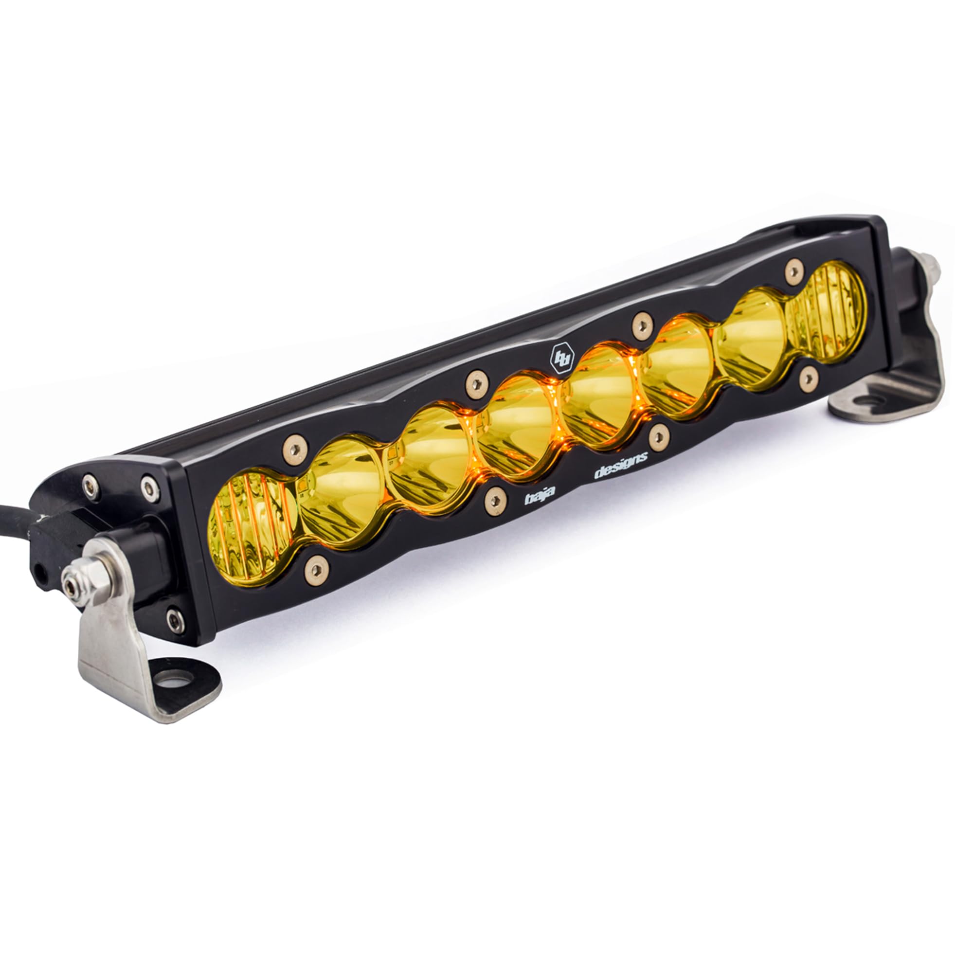 S8 LED Baja Designs 10" Light Bar - Slim Off-Road LED Light Bar for Trucks, Wranglers, 4x4, UTV, ATV - Amber Backlight (Driving/Combo; Baja Amber Lens)