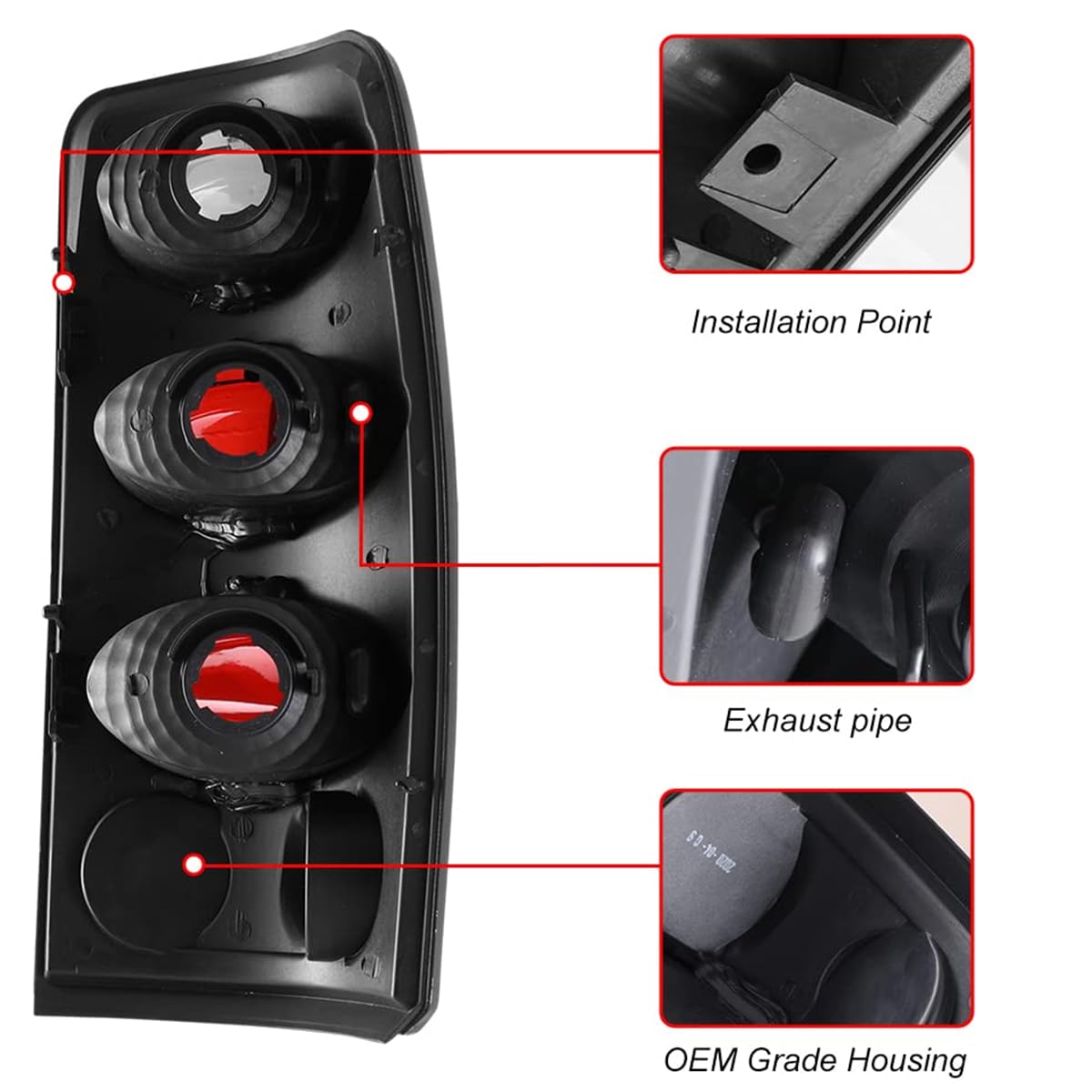 Tail Lights Winjet for 2000 2001 2002 2003 2004 2005 2006 Chevy Suburban/Tahoe/GMC Yukon Yukon/Yukon XL 1500/ Yukon XL 2500/ Yukon XL Denali Taillights Tail Lamps, Pair Black Housing/Smoke Lens