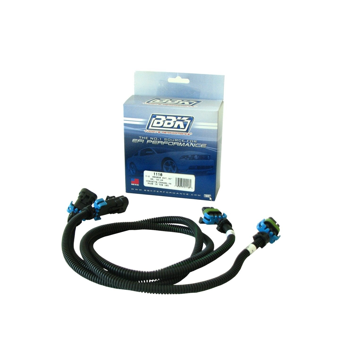 O2 Oxygen Sensor Wire Harness Extensions BBK 1116 36" for 2008-2015 GM (Pair), Black