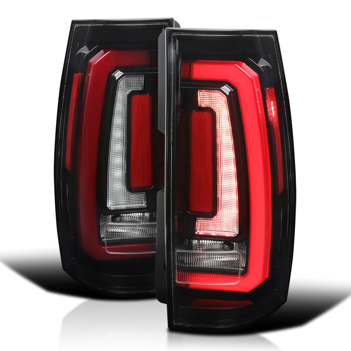 Tail Lights SPEC-D TUNING Glossy Black w/Red LED Sequential Turn Signals and Startup Animation Compatible with 2007-2014 Chevy Tahoe, Suburban, GMC Yukon/Denali/XL, Left + Right Pair Assembly