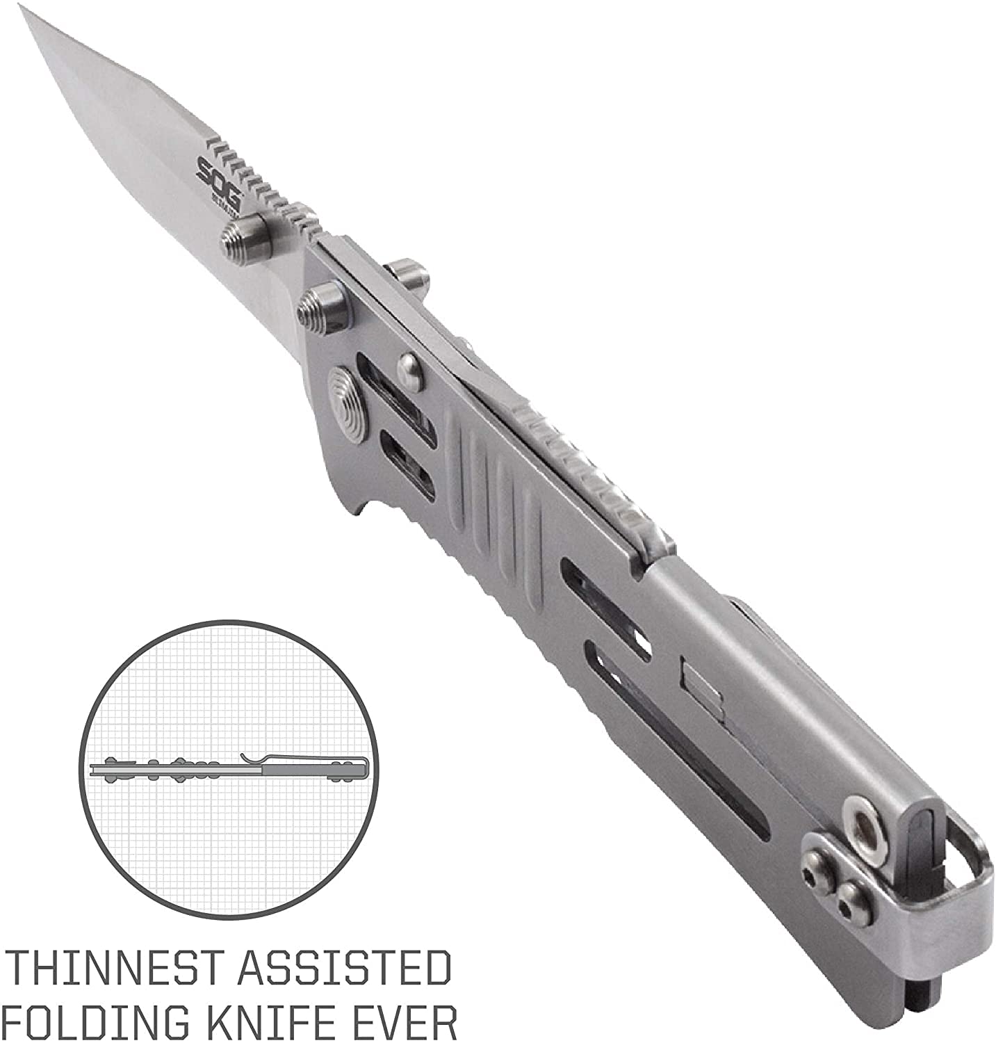 SOG Folding SlimJim Pocket Knife- SOG Assisted Technology w/ Tactile Bumps and Cutout Aid, Reversible Carry Clip, AUS-8 Stainless Steel Body (SJ31-CP), One Size, Hardcase Black