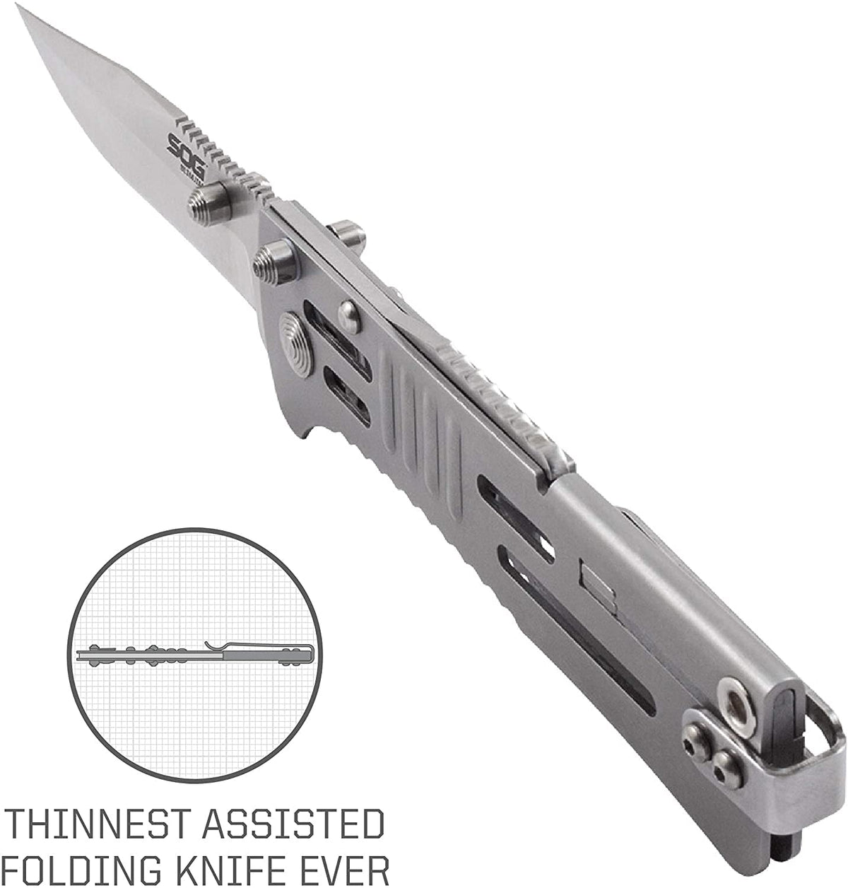 SOG Folding SlimJim Pocket Knife- SOG Assisted Technology w/ Tactile Bumps and Cutout Aid, Reversible Carry Clip, AUS-8 Stainless Steel Body (SJ31-CP), One Size, Hardcase Black