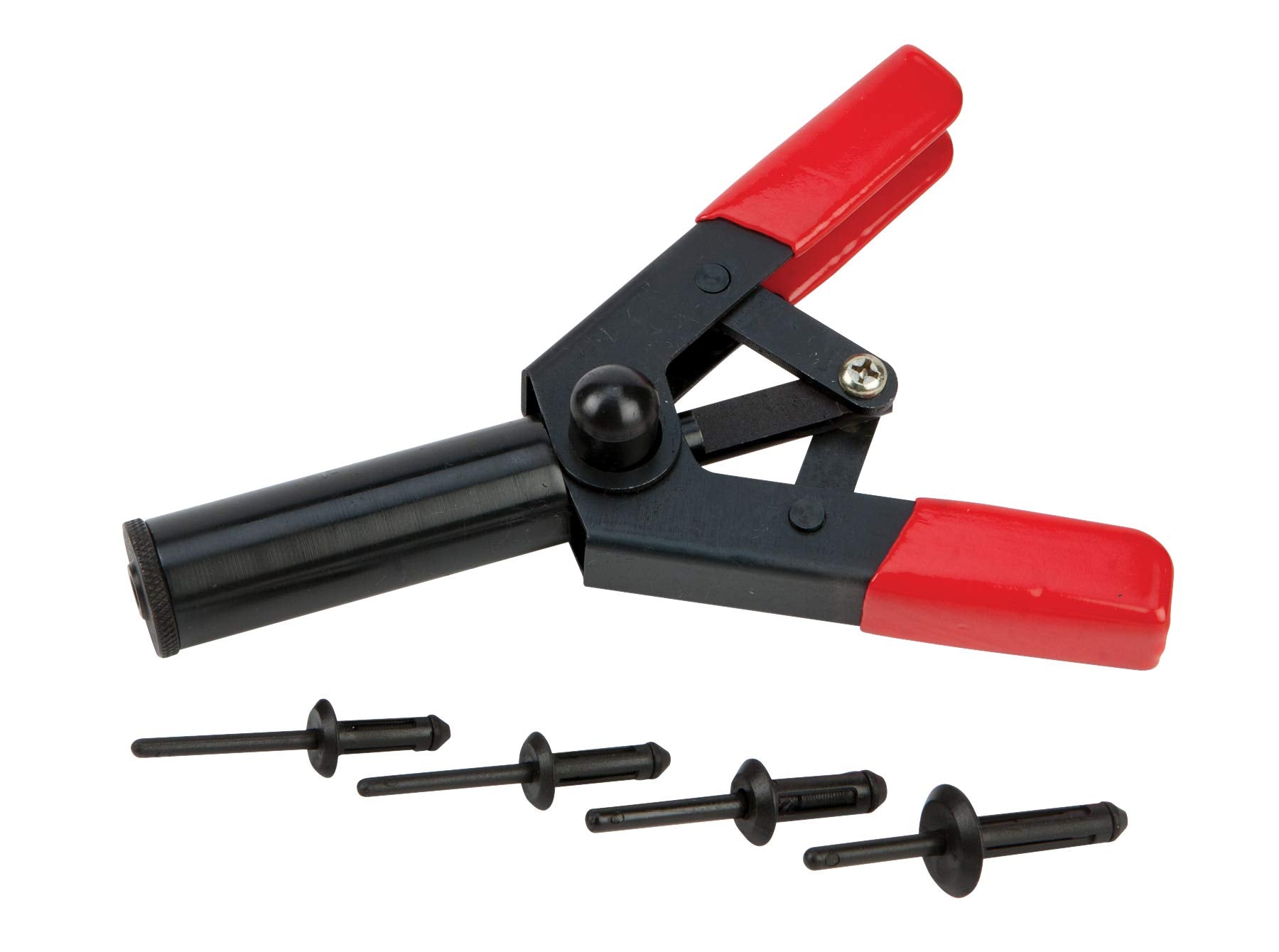 One-Handed Performance Tool W2005 Poly Rivet Gun Kit with Long Stem Riveter, Black and Red (41pc)