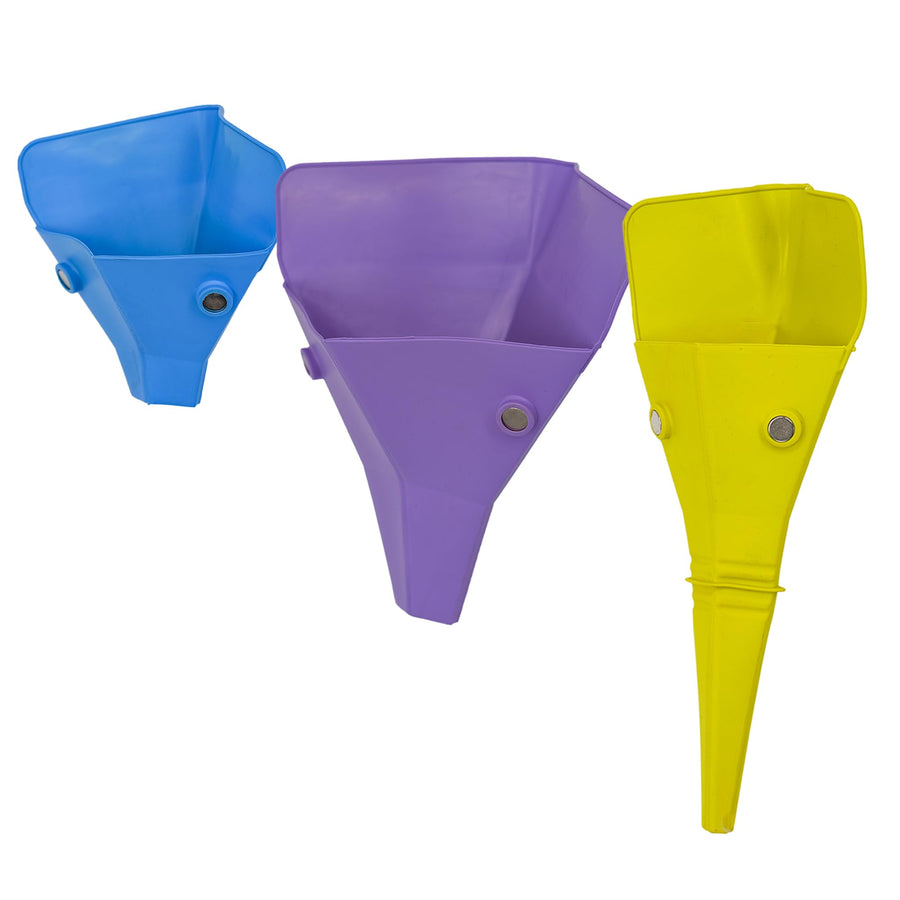 Flex & Fold Caliber Variety-Pack, Set of 3 Flexible Funnels for Automotive Use, 3 Sizes Suitable for a Variety of Fluids