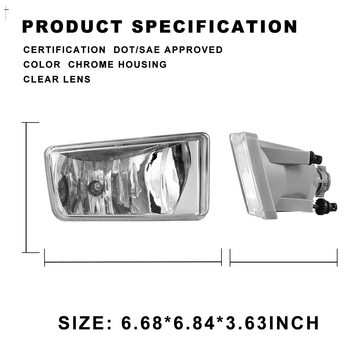 OEM Series Winjet Driving Fog Lights for [2007 2008 2009 2010 2011 2012 2013 2014 Silverado] [2007-2014 Suburban/Tahoe GMC Sierra/Yukon] [2007-2013 Avalanche] Fog Lamps Clear Lens