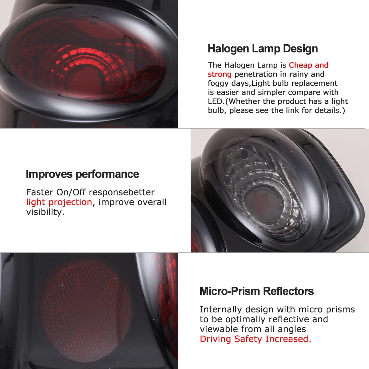 Tail Lights Winjet for 2000 2001 2002 2003 2004 2005 2006 Chevy Suburban/Tahoe/GMC Yukon Yukon/Yukon XL 1500/ Yukon XL 2500/ Yukon XL Denali Taillights Tail Lamps, Pair Black Housing/Smoke Lens