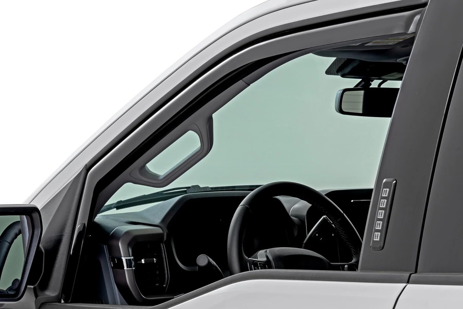 Rough Country Window Rain Guards in-Channel for Ford F-150, Lightning, F-250, F-350, Raptor Crew Cab (2015-2025) - Low Profile Visors, 4-Pc Rain Guard for Trucks