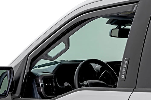 Rough Country Window Rain Guards in-Channel for Ford F-150, Lightning, F-250, F-350, Raptor Crew Cab (2015-2025) - Low Profile Visors, 4-Pc Rain Guard for Trucks