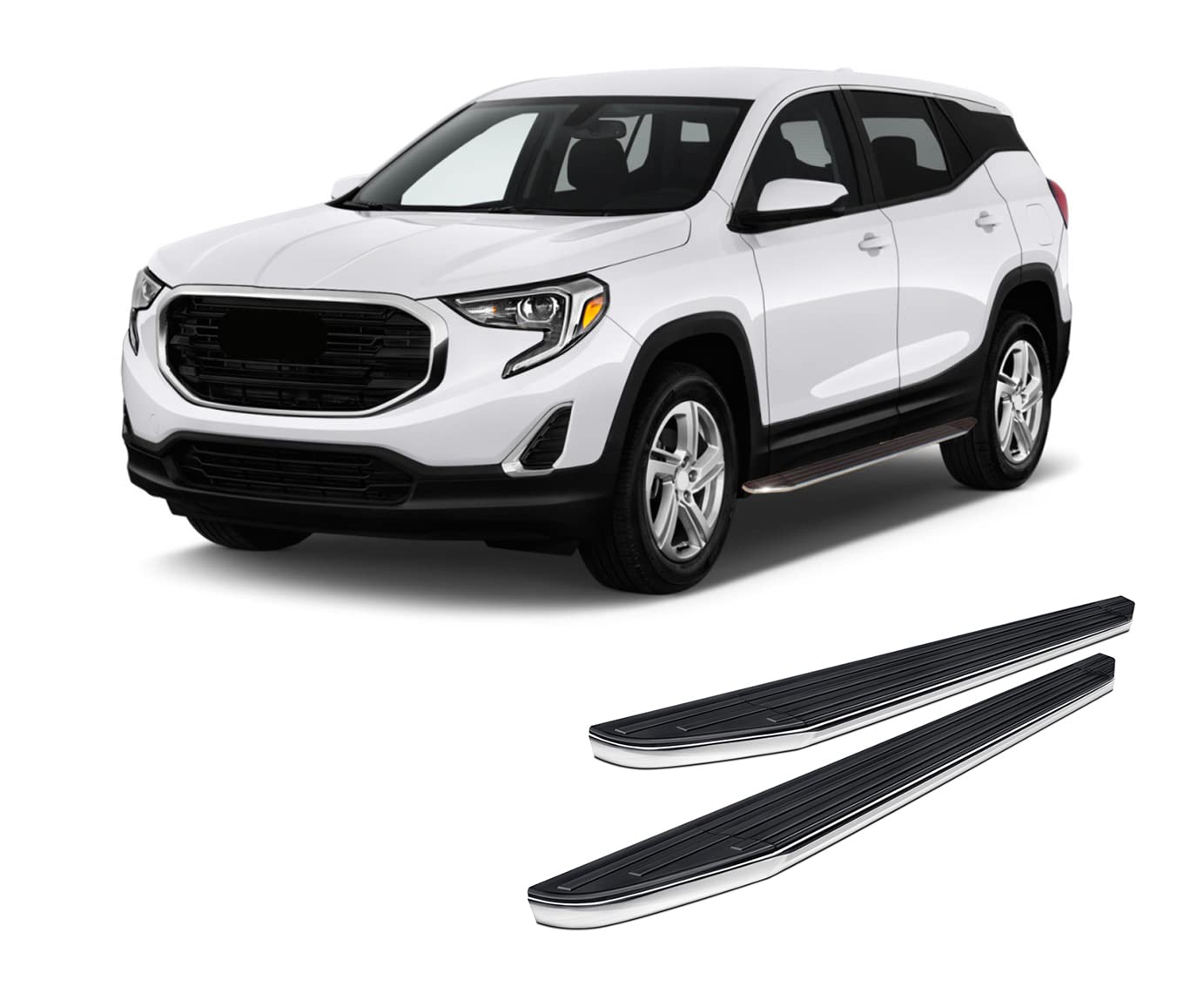 Premium Black Horse Running Boards Black Compatible with 2018-2023 GMC Terrain|2018-2023 Chevrolet Equinox-PR-G769