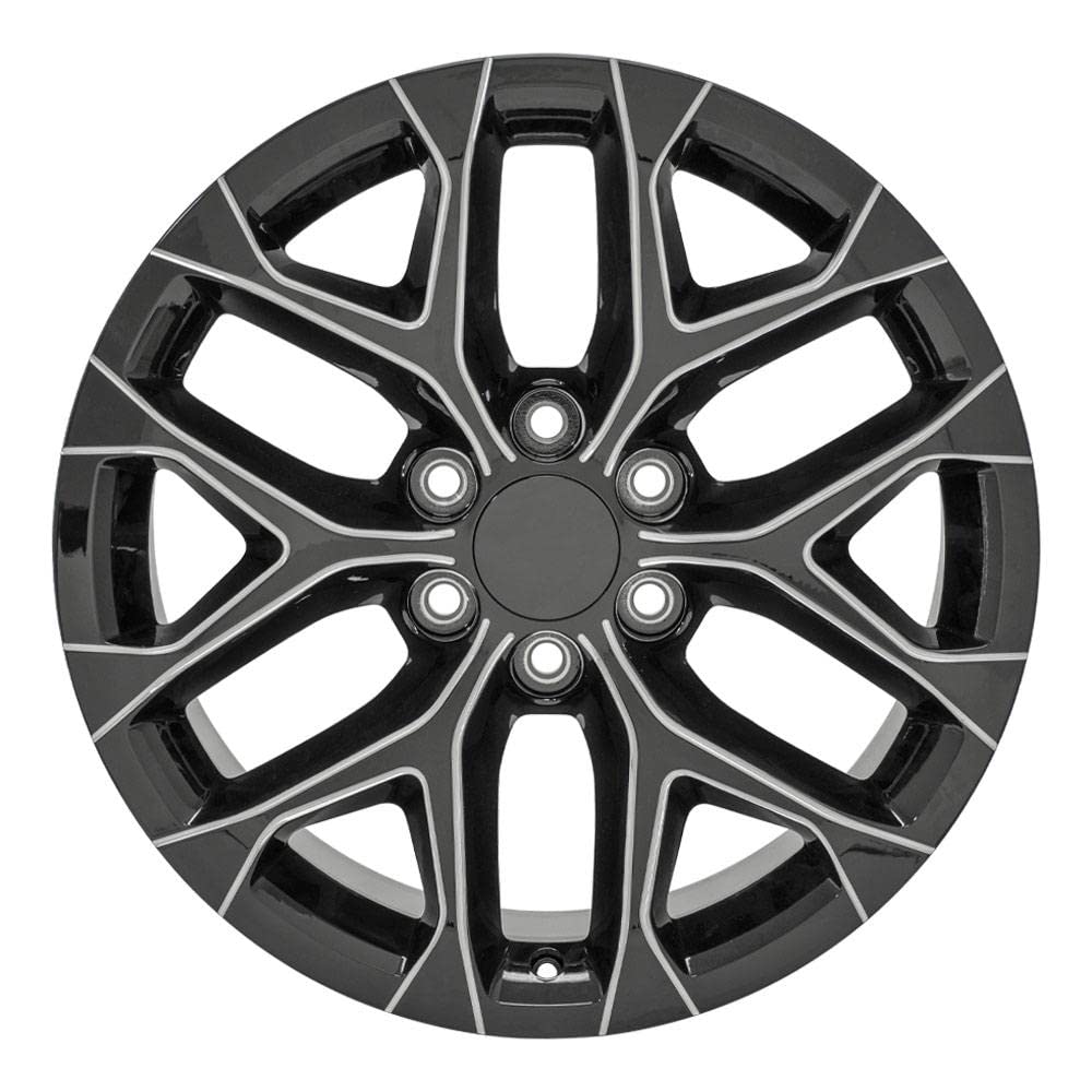 20 Inch OE Wheels CV98B Rim Fits Silverado 1500 Snowflake Style 6x139.7 20x9 Gloss Black with Milled Edge - Hollander 5668 (1)