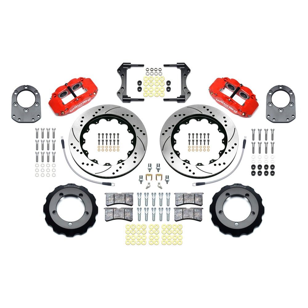 Wilwood Replacement 140-13329-DR KIT,Front, Bronco,66-75DANA 30/44,14.00,FNSL,Drum Spindle,DRILLED,RED,W/Lines Compatible with