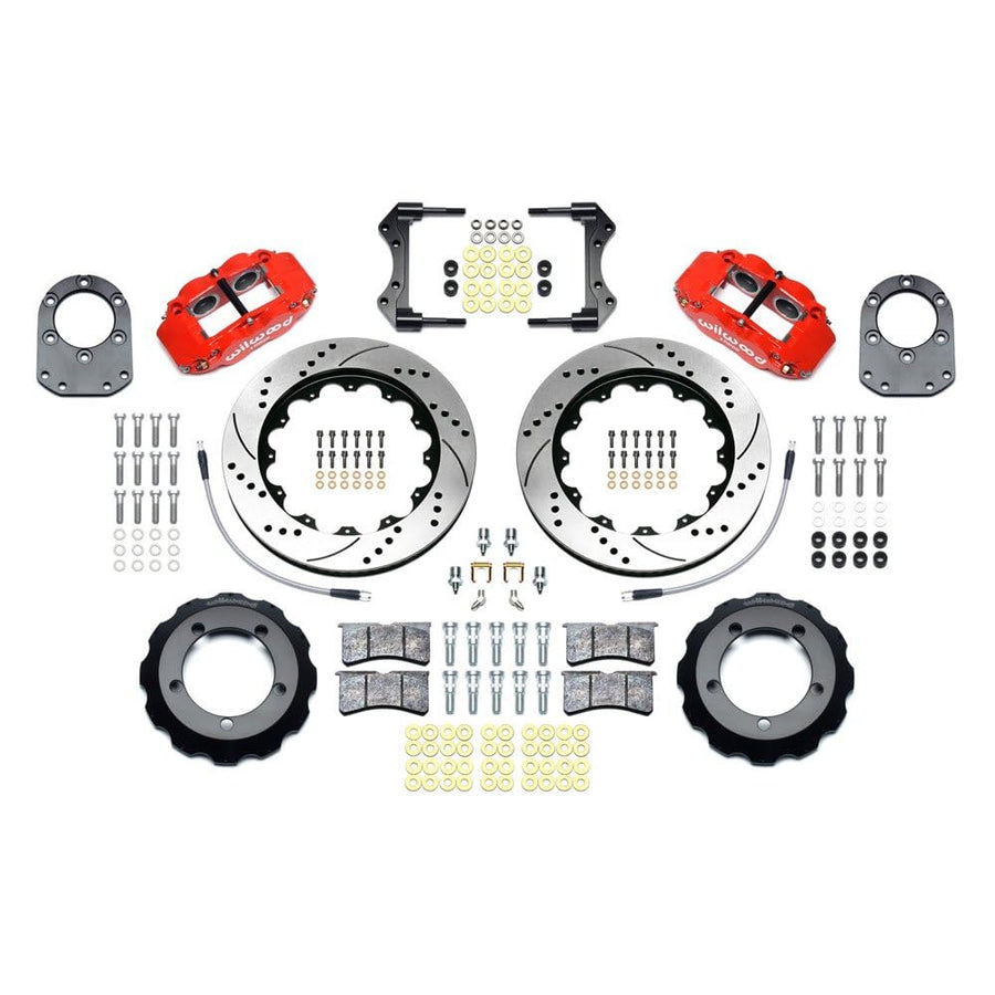 Wilwood Replacement 140-13329-DR KIT,Front, Bronco,66-75DANA 30/44,14.00,FNSL,Drum Spindle,DRILLED,RED,W/Lines Compatible with