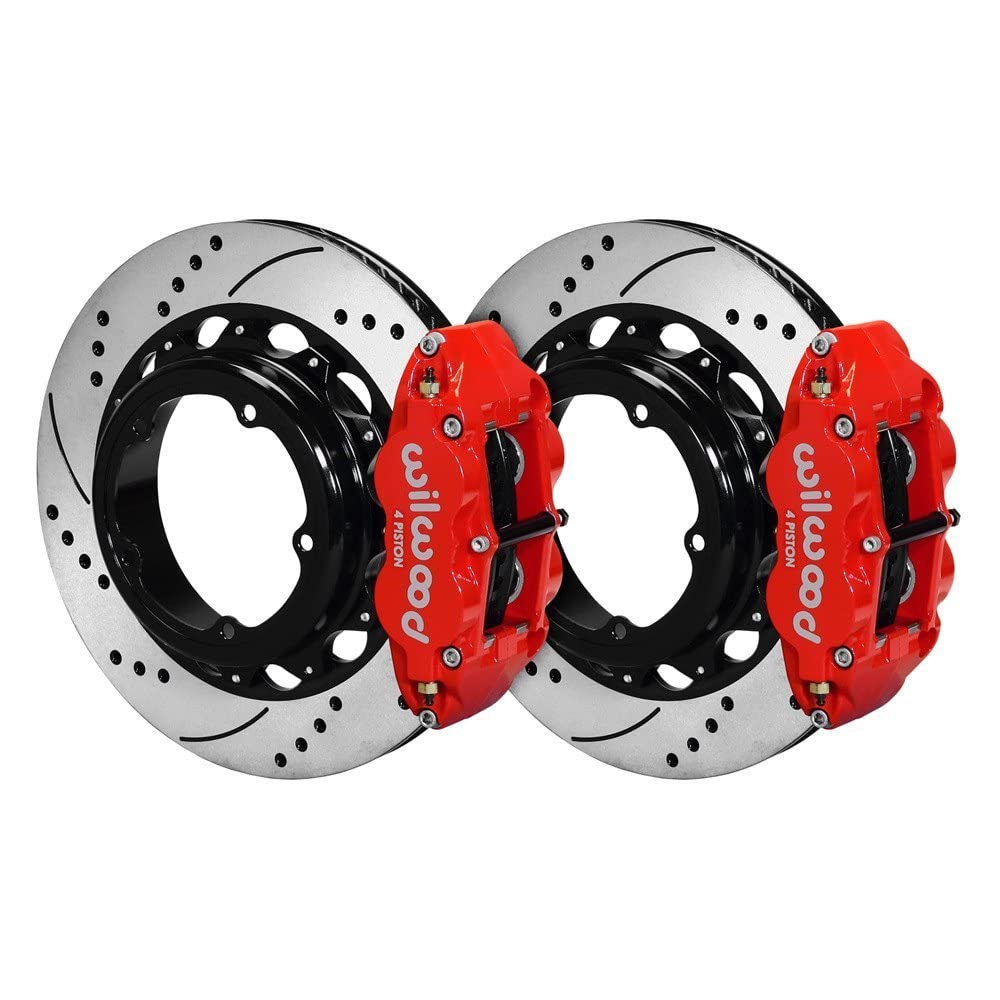WILWOOD Rear P-Brk Kit,140-12435-DR FNSL4R,12.88", Drill, Red, Strange Eng Floater 3.49" Offset