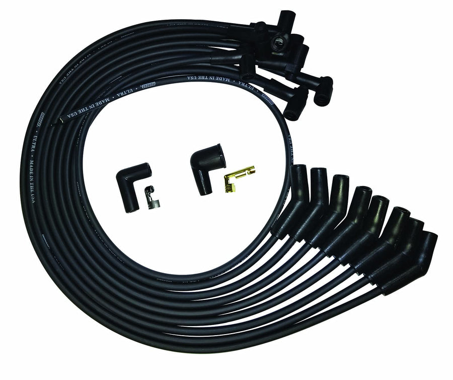 Moroso Ultra Series Black Spark Plug Wires, Small Block Ford 351W, 135 Degree Plug Ends, HEI Distributor