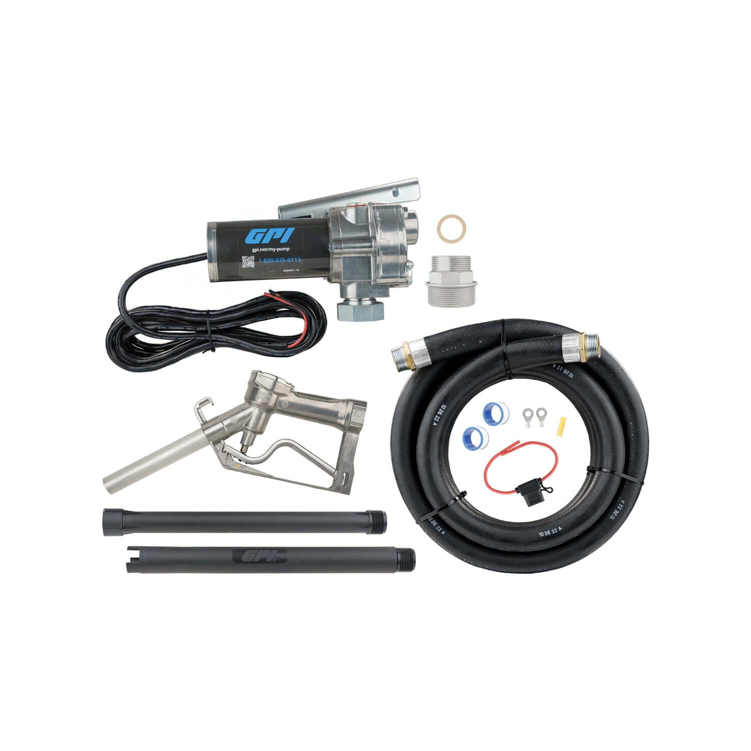 M-180 Series GPI Fuel Transfer Pump, Manual Shut-off Nozzle, 18 GPM, 12 Volt (110300-1)