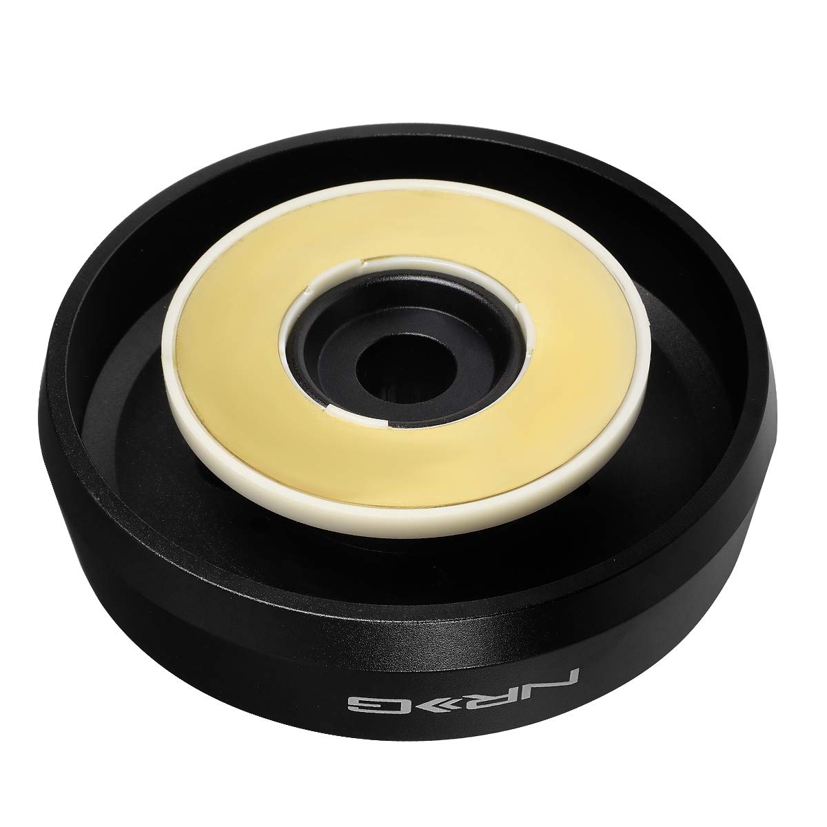 NRG Innovations Short Hub Racing Steering Wheel, Lockable Aluminum Steering Shaft, 6x70mm Bolt Pattern Quick Release Adapter Unit, Compatible With 92-97 Ford F150/ F250/ F350, Black, NRG-SRK-161H