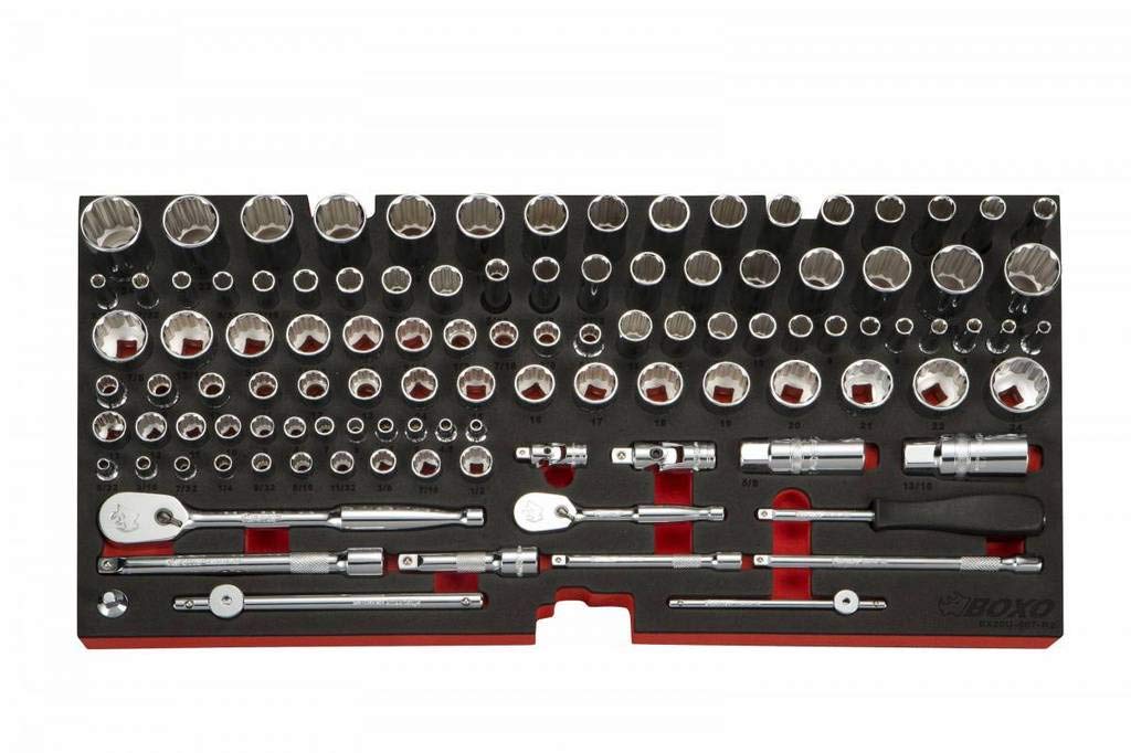 BOXO 3-Drawer Hand Carry Box with 185-Piece Metric and SAE Tool Set,Boxo ECC20301-003R2-BK