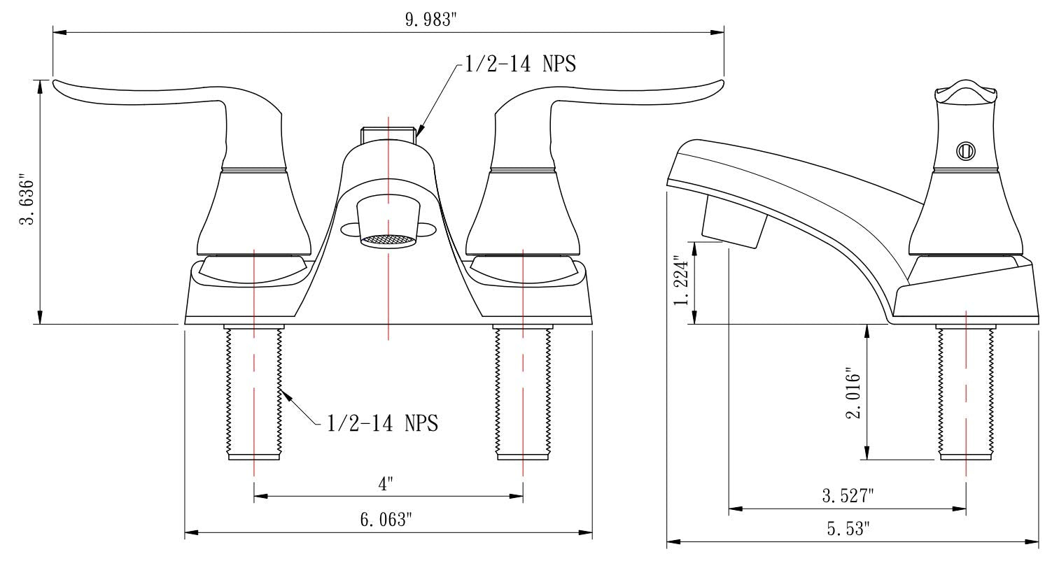 Dura Faucet RV Bathroom Faucet DF-PL720LH-SN with Winged Levers and Shower Hose Diverter (Brushed Satin Nickel)