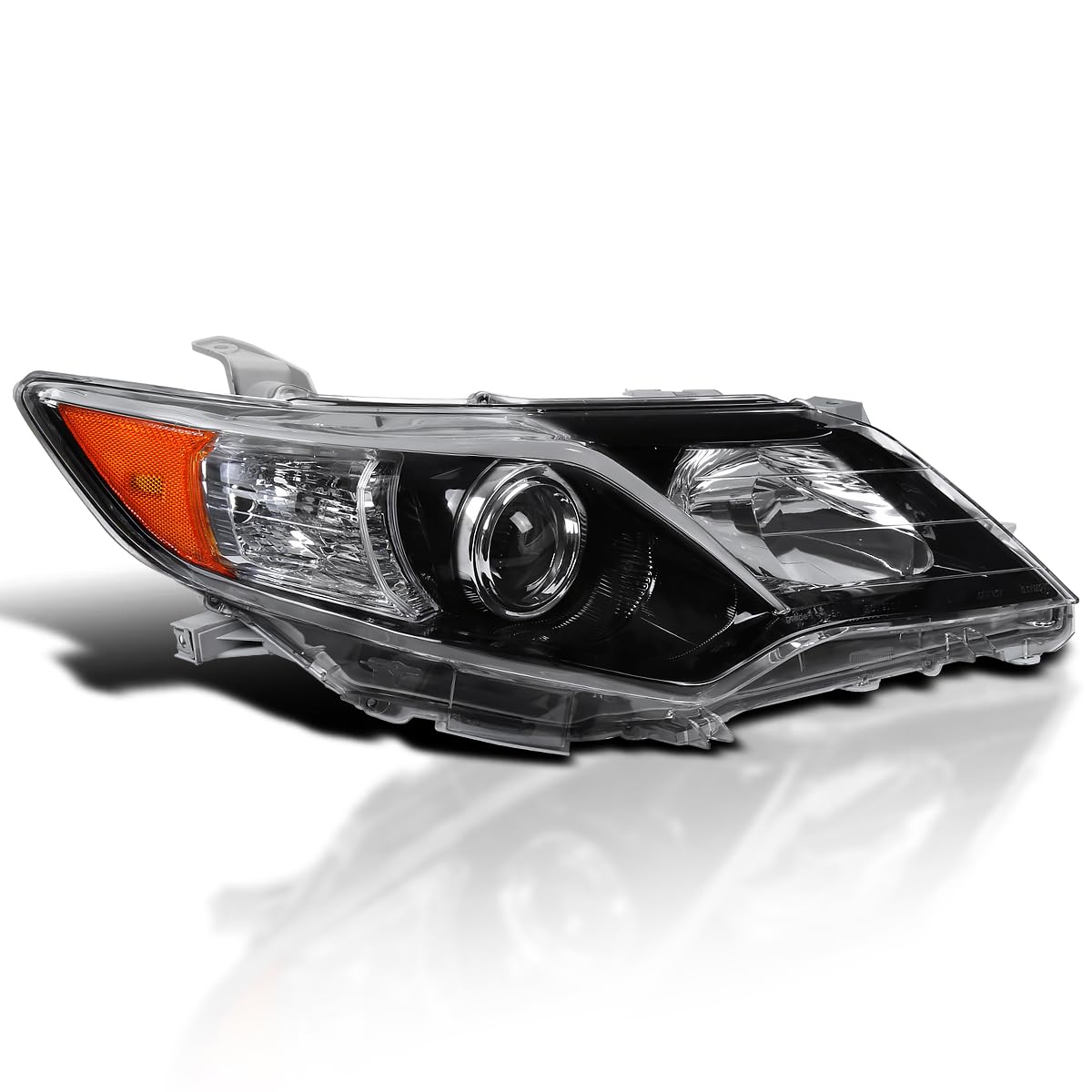 Right Passenger Side SPEC-D TUNING Glossy Black Projector Headlight Compatible with 2012-2014 Toyota Camry