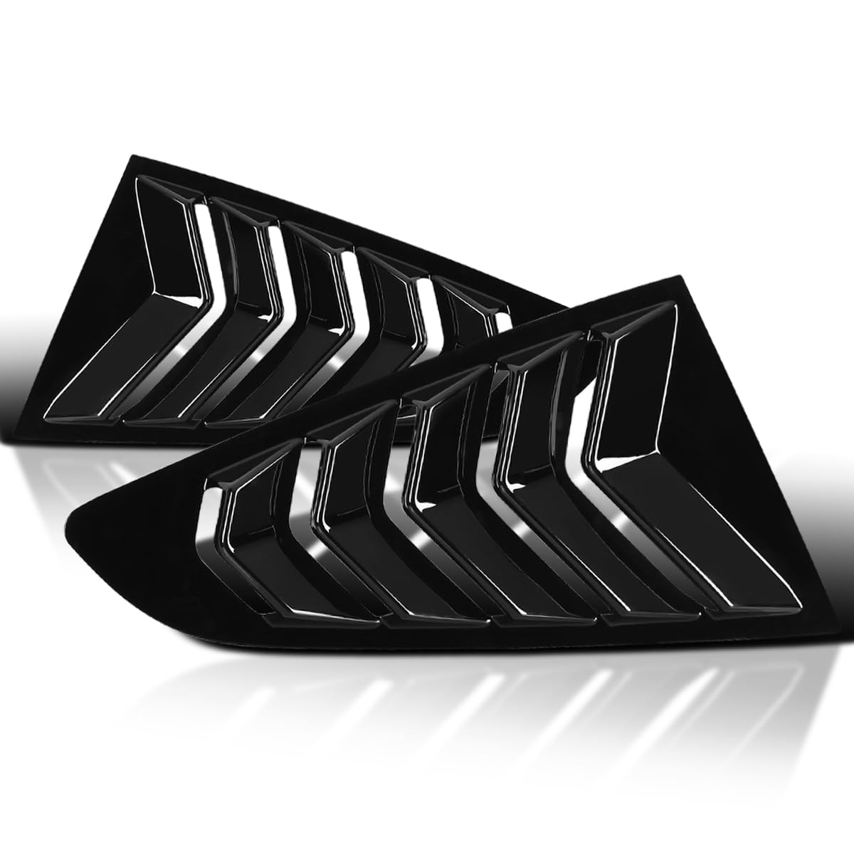 Quarter 1/4 Side Window Louver Cover ABS Glossy Black Compatible with SPEC-D TUNING 2015-2018 Ford Mustang