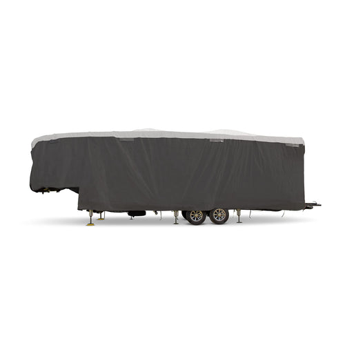 Camco RV Cover ULTRAGuard - Fits Fifth Wheel Trailers 24 to 26-feet - Extremely Durable Design That Protects Against The Elements - Features Zipper Entry Doors & Covered Air Vents (45751)