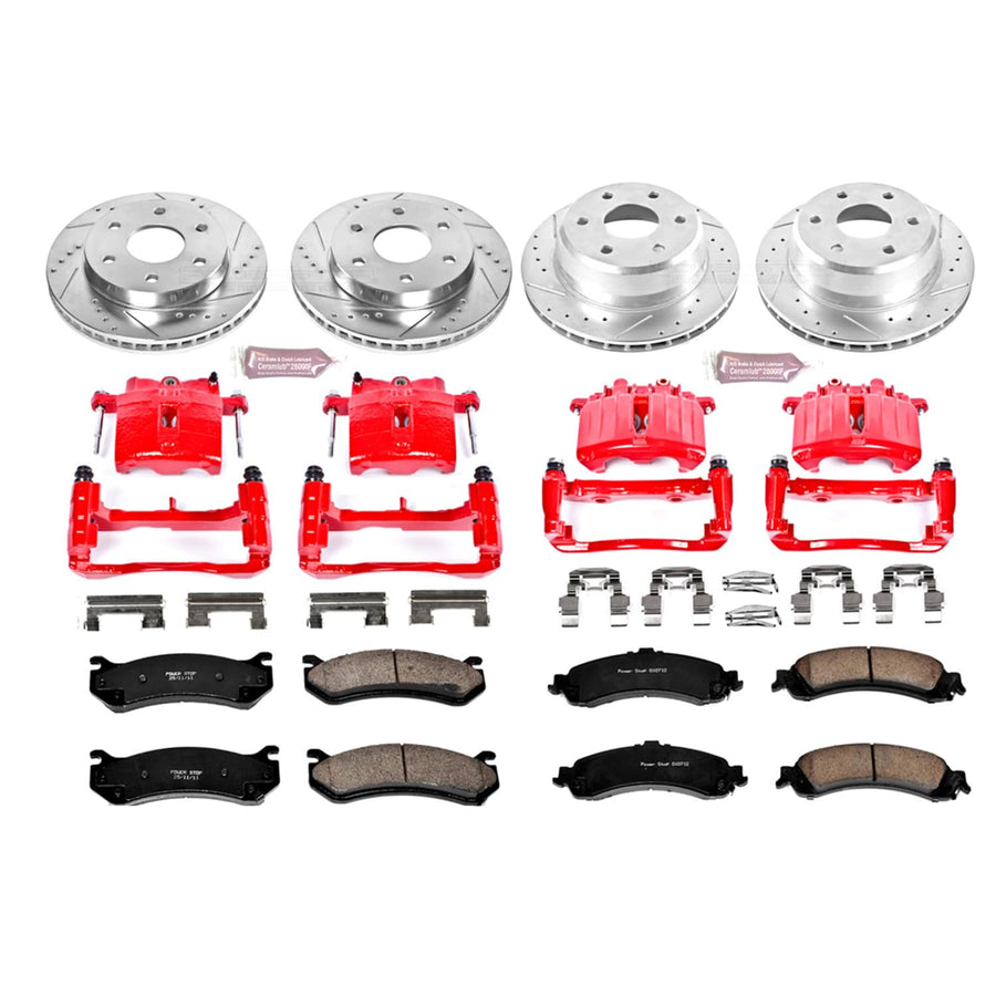 Power Stop Performance Brake Kit KC2015 with Calipers For Cadillac Escalade Chevy Silverado 1500 Suburban 1500 Tahoe Sierra 1500 Yukon XL1500
