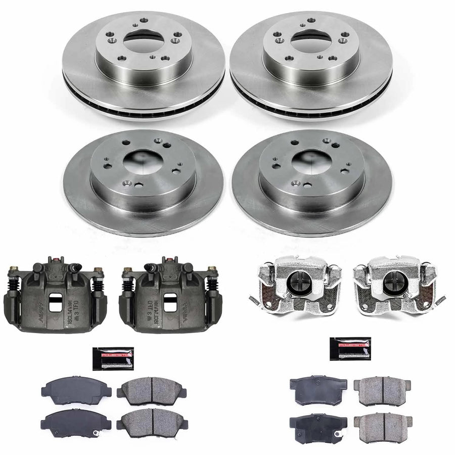 Power Stop KCOE6318 Replacement Autospeciality Front and Rear Caliper Kit- OE Rotors, Ceramic Brake Pads, Calipers For Acura ILX 2013-2015 [Model Specific]