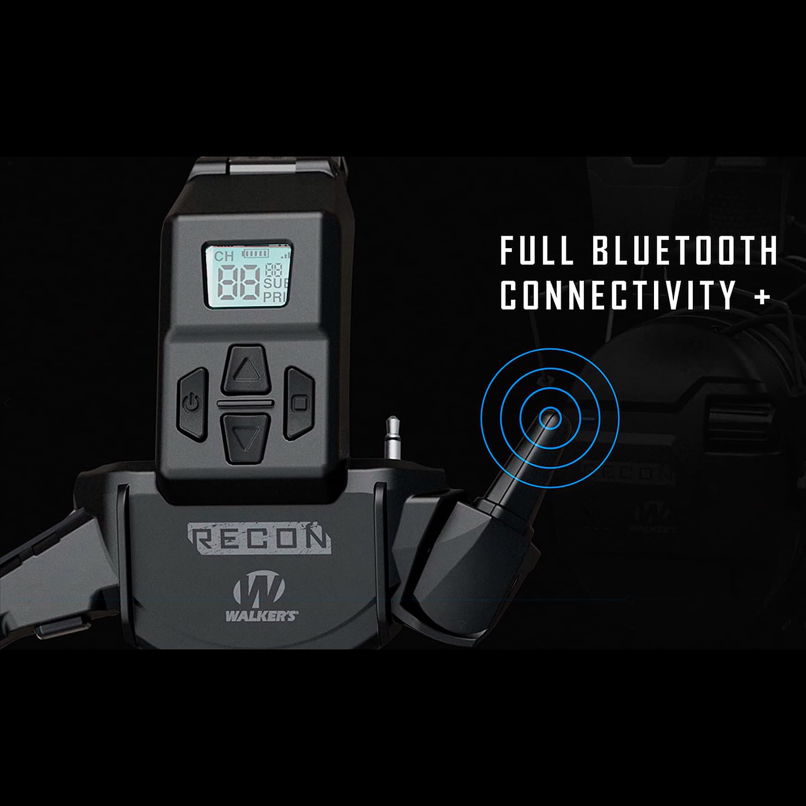 Walker's Hybrid Comms Recon Walkie-Talkie| Bluetooth GPRS Wireless 3-Mile Distance Range Shooting Outdoor Communicator for Recon Shooting Muffs, 3 AAA Batteries Included