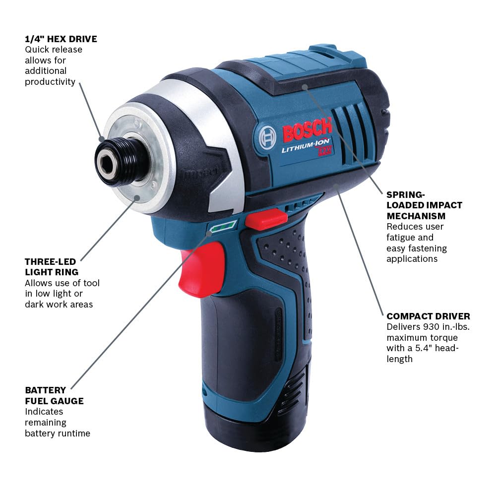 12V Max Bosch PS41N 1/4 In. Hex Impact Driver (Bare Tool)