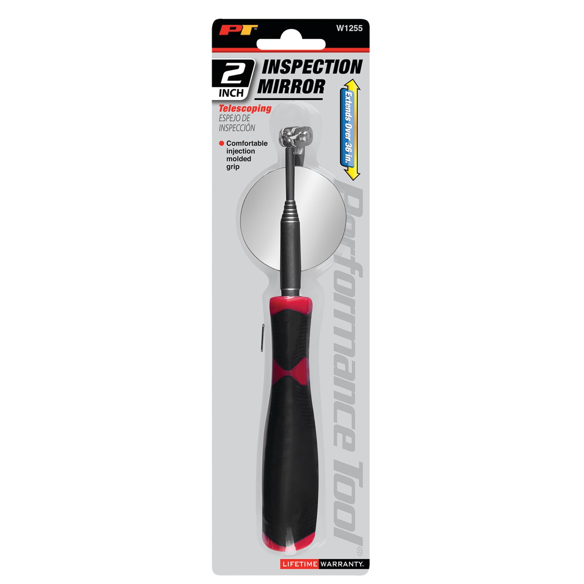 2-Inch Jr. Jumbo Telescoping Inspection Mirror Performance Tool - Versatile and Extendable Tool for Precision Inspection and Maintenance Tasks