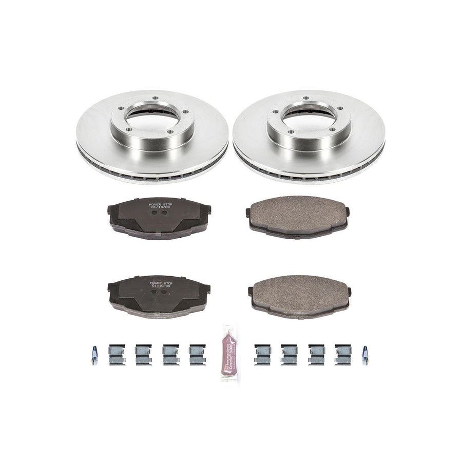 POWERSTOP Autospecialty KOE7065 Front Replacement Brake Kit-OE Brake Rotors & Ceramic Brake Pads For Toyota Pickup 1989-1995 [Model Specific]