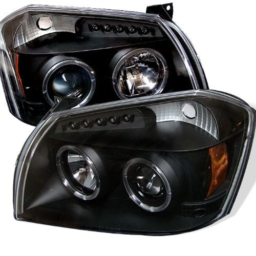 Dodge Magnum 05-07 Spyder 5009876 Projector Headlights - LED Halo - LED ( Replaceable LEDs ) - Black - High H1 (Included) - Low 9006 (Not Included)