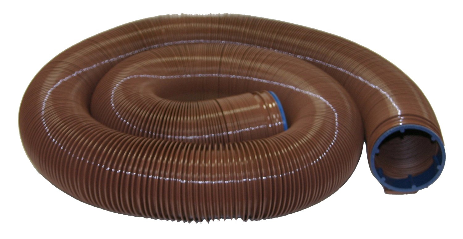 20' Valterra D04-0040PB Bronze EZ Flush Drain Hose with Sizing Ring