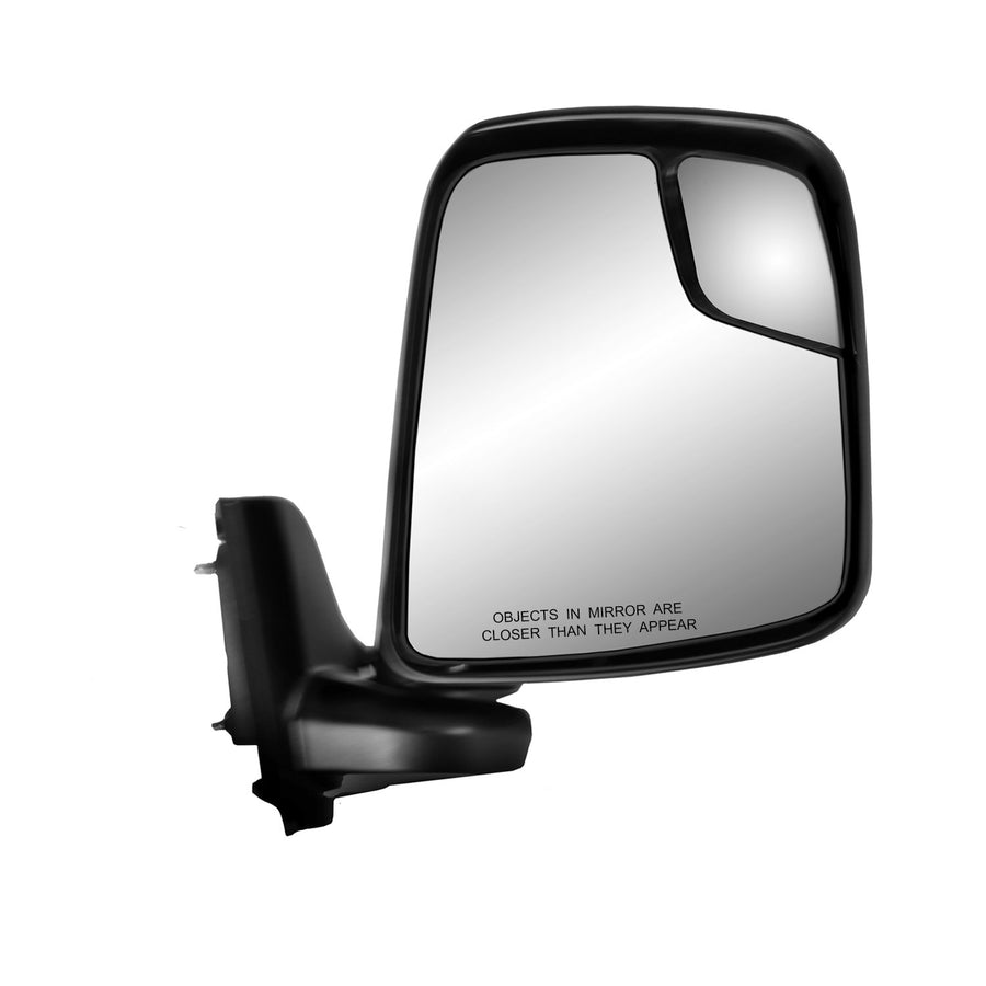 Mirror Passenger Side for Nissan NV 200, Textured Black, Swing Away, spot Mirror, Manual