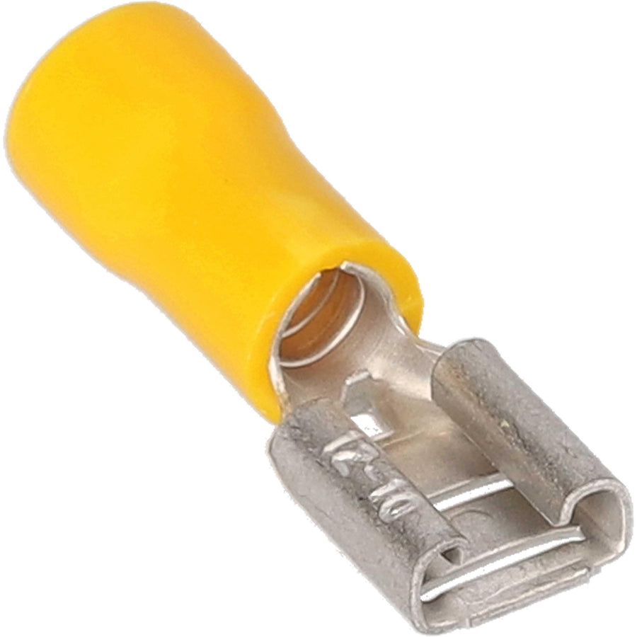 YVFD250 Install Bay Vinyl Female Connector 12/10 Gauge .250, Yellow (100-Pack)