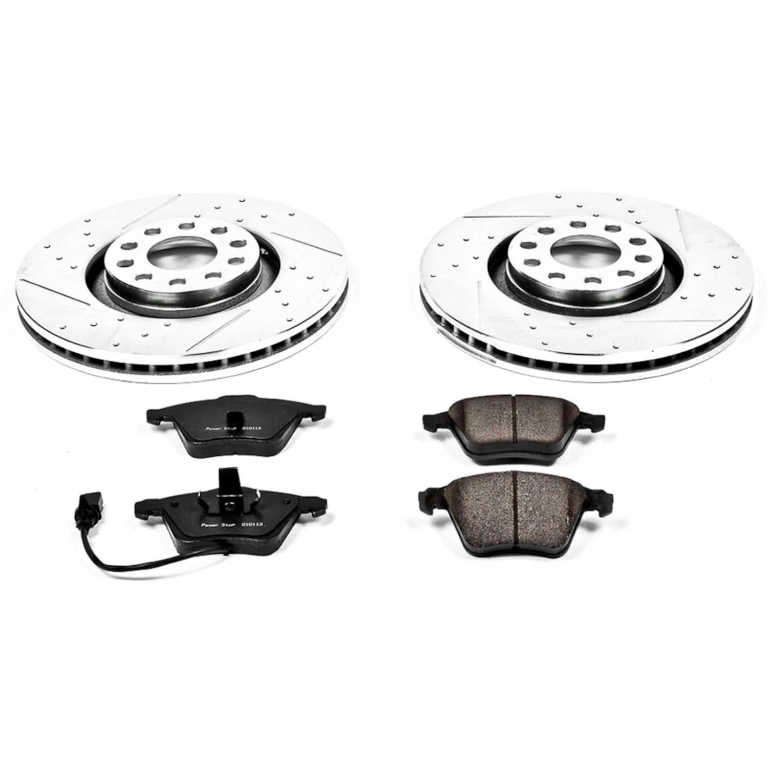 Power Stop K891 Z23 Carbon Fiber Brake Pads with Drilled & Slotted Brake Rotors Kit